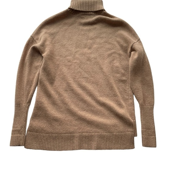 J. Crew Wool Turtleneck Sweater Brown Tan XSmall XS Pullover Hi Lo Cozy - Picture 9 of 10